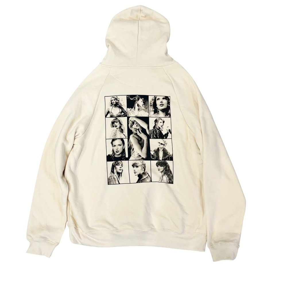 Taylor Swift The Eras Tour III Beige Hoodie XL Photo Grid Graphic Concert Merch